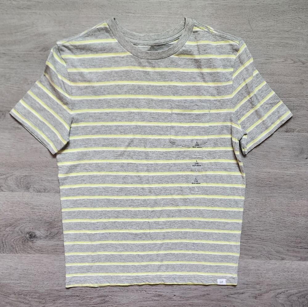 NWT Gap Kids Boy's Short Sleeve Striped Crewneck Pullover Casual T-Shirt Large L